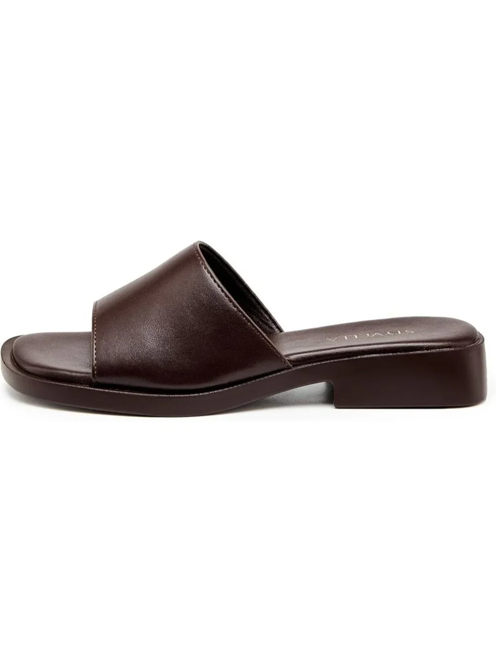 Women’s Coffee Faux Leather Comfortable Open Toe Fashion Backless Casual Flats